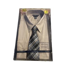 Croft & Barrow Dress Shirt w/ Handcrafted Tie, Medium, Irish Cream